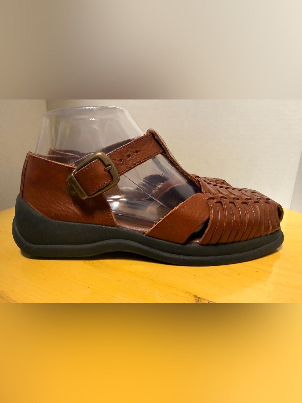 Aerosoles 90s Y2K Vintage Brown Leather Huarache Fisherman Sandals NWOT 8B - Picture 6 of 9